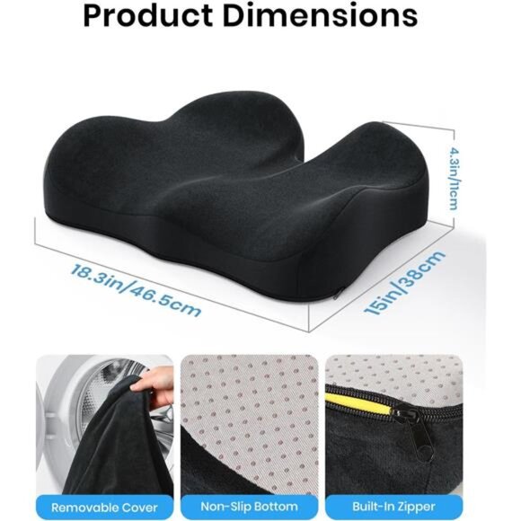 Ergonomic Seat Cushion Memory Foam Office Chair Car Cushion Sciatica Back Relief - Picture 2 of 7